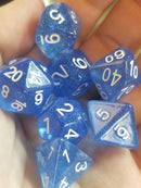 Time Walker | Blue w/White Glitter 7-Dice Set RPG Dice Set