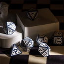 Grey with White Irregular Pattern Fill: 7-Piece Acrylic Dice Set