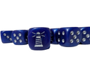 16mm Marble Blue Lighthouse Dice – Silver Numbers & Glitter Effect (Sold Individually)