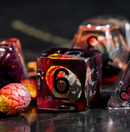 Dinosaur Egg Polyhedral Dice Set – 7-Dice Fossil Fire Edition