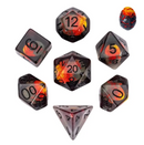 Dinosaur Egg Polyhedral Dice Set – 7-Dice Fossil Fire Edition