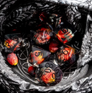 Dinosaur Egg Polyhedral Dice Set – 7-Dice Fossil Fire Edition