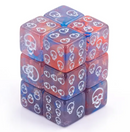 ☠️ 16mm "Phantom Skull" d6 – Red/Pink & Blue Swirl with  Silver Skull Pips (Single Die)