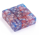 ☠️ 16mm "Phantom Skull" d6 – Red/Pink & Blue Swirl with  Silver Skull Pips (Single Die)