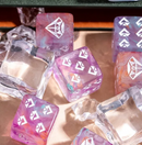 Diamond Prism Swirl Dice – Pink, Purple, & Sunset Orange 16mm d6 (Sold per piece)