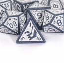 Grey with White Irregular Pattern Fill: 7-Piece Acrylic Dice Set