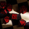 Black with Red Irregular Pattern Fill: 7-Piece Acrylic Dice Set