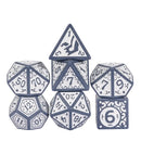 Grey with White Irregular Pattern Fill: 7-Piece Acrylic Dice Set
