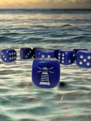 16mm Marble Blue Lighthouse Dice – Silver Numbers & Glitter Effect (Sold Individually)