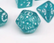 Imperfect - Cat's Meow Blue 7-Dice Set with Silver Glitter - Cat-Themed - Discounted