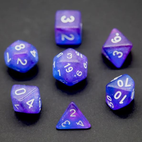 Arcana - Purple Fluorite shipping Gemstone Dice Set | Hand Carved | 7 Polyhedral Dice | DnD Dice Set | Dungeons and Dragons | RPG Game | DND