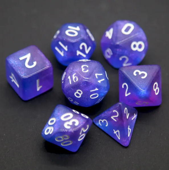 Enchanted Amethyst Polyhedral Dice Set | 7-Dice Purple Set with Subtle Glitter