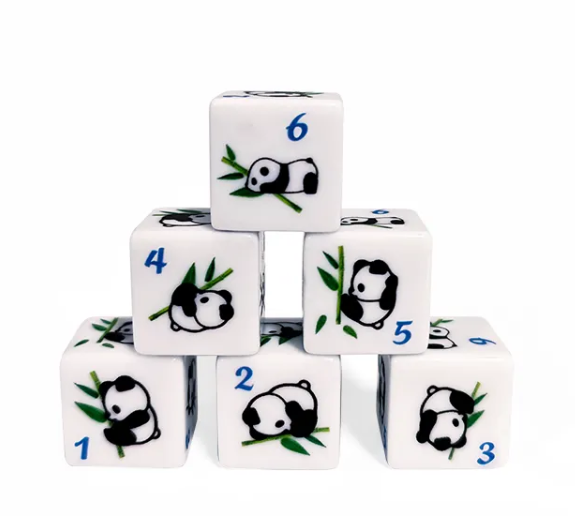 White) Panda Dice | Printed d6 Dice Featuring Fantasy Animal Numbered
