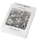 Unleash the Wild: Beast Dice - White 7-Dice Set with Black Beast Emblems for RPGs
