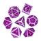 White with Purple rregular Pattern Fill: 7-Piece Acrylic Dice Set