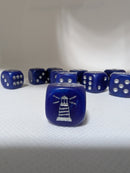 16mm Marble Blue Lighthouse Dice – Silver Numbers & Glitter Effect (Sold Individually)