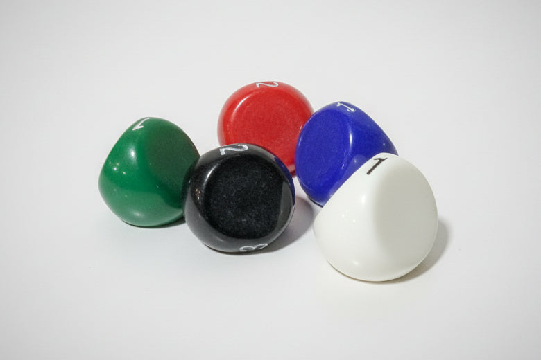 d3 Dice Set (5 Dice) – Mixed Color Pack w/ White Numbers
