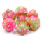 Apple Taffy Lime Green/Pink Glitter/Swirl  7-Dice Set by HendgaDice