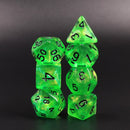 Forest Green Glitter with Black Numbering 7-Dice Set RPG