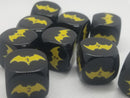 Yellow Bat Black Dice 6 Sided 16mm (Custom Printed)
