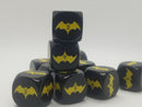 Yellow Bat Black Dice 6 Sided 16mm (Custom Printed)