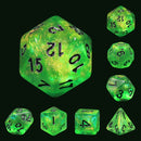 Forest Green Glitter with Black Numbering 7-Dice Set RPG