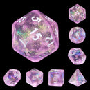 Candy Luxury (formerly Barbie Pink) Glitter with White Numbering 7-Dice Set RPG
