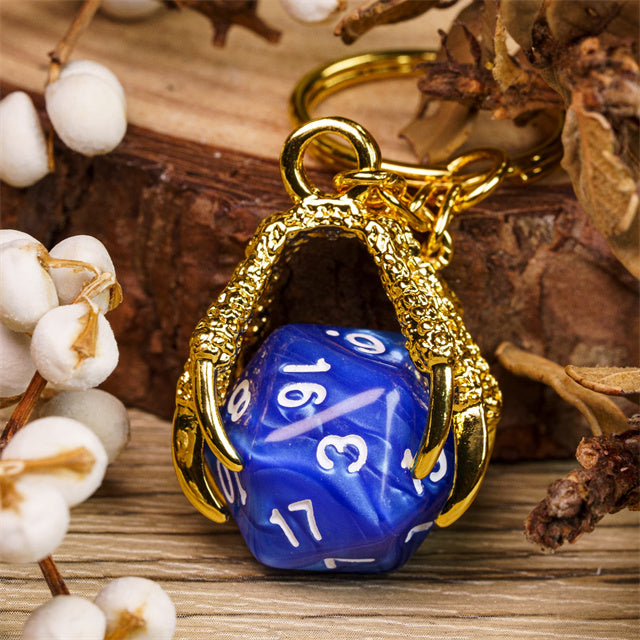 Claw of Holding Detachable D20 Keyring Gold