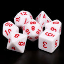 White Opaque with Red Numbering 7-Dice Set RPG