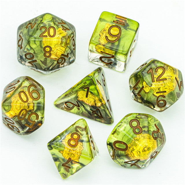 DICE LAIR - SET DADI DRUIDO VERDE (NR. ORO)