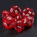 Rabbit's Eye (Red) with White Numbering 7-Dice Set RPG