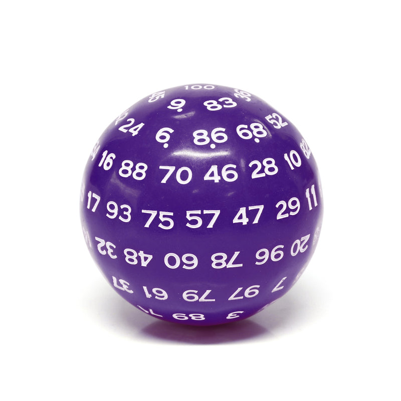 "Purple" Single 100 Sided Polyhedral Dice (D100) | Purple Color (45mm) White