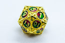 Single d6/d20 Shiny Gold w/Red-Green Deadly Arrow Dice