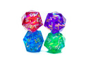 Red/Blue/Green/Purple Sharp Edge Resin d20 w/ Shimmer Insert