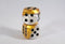 (1) OOP Rare 30mm Gemini Gold and White Dice RPG DnD with Black Pips by Chessex Out of Print (Sold per die)