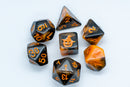Halloween Black/Orange w/Glitter & Pumpkin 7-Dice Set RPG DND