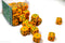 Lotus Speckled 12mm D6 Pipped (Orange/Yellow/Green) Sold by Piece