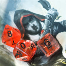 Rogue (Dagger) Clear Red Dice w/ Golden Dagger 7-Dice Set Rpg