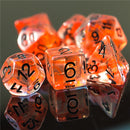 Rogue (Dagger) Clear Red Dice w/ Golden Dagger 7-Dice Set Rpg