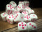Opaque White/Pink 16mm D6 Dice with Heart Pips (sold per piece)