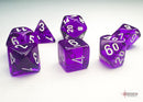 Translucent Purple/white Mini-Polyhedral 7-Die Set (Mini Poly Release 3)