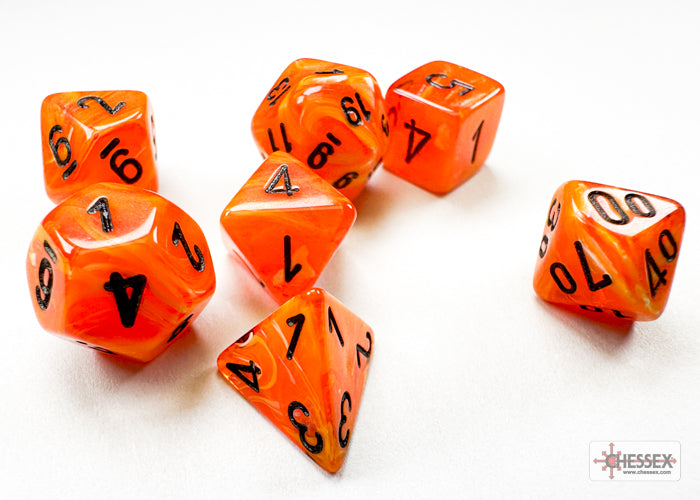 Vortex Orange/black Mini-Polyhedral 7-Die Set (Mini Poly Release 3)