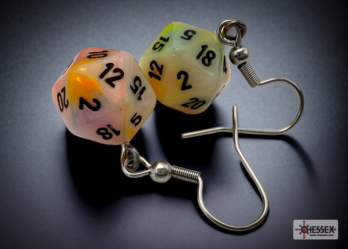 *Preorder* Hook Earrings Festive® Circus™ Mini-Poly d20 Pair