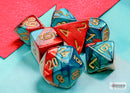 Gemini Red-Teal/gold Mini-Polyhedral 7-Die Set (Mini Poly Release 3)