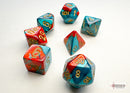 Gemini Red-Teal/gold Mini-Polyhedral 7-Die Set (Mini Poly Release 3)
