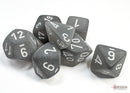Chessex Frosted Smoke Polyhedral Dice Set – 7-Piece RPG Dice (Gray w/ White Numbers)