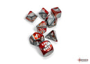 Preorder | Gemini Red-Steel/white Polyhedral 7-Dice Set (with bonus die)