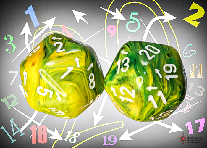 Vortex Dandelion/white Countup&down d20  | Single die (1 piece/die)