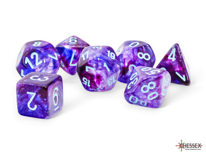 Nebula Mega-hedral Nocturnal/turquoise Luminary 7-Dice