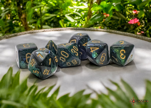 [preorder] Scarab Mega-hedral Jade/gold 7-Die Set